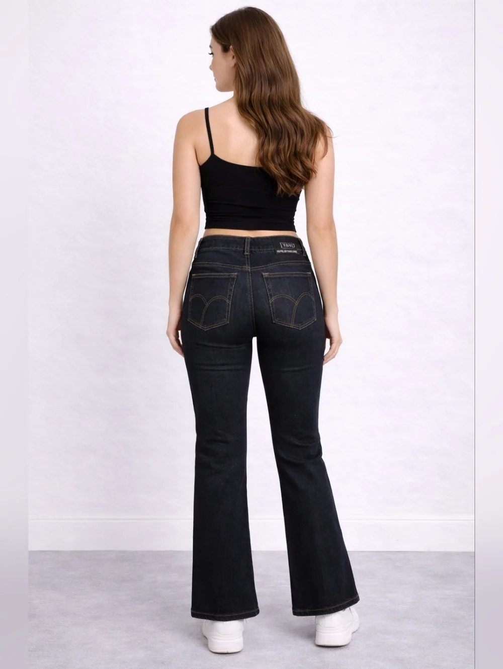 NWT! YOYO Juniors Size 7 Abstract Print Flare Jeans Brown Black Boho Denim - Picture 2 of 6